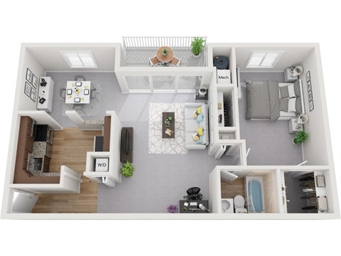 1 Bedroom 1 Bath with Den 983sf Floor PlanPat adonia Village Apartments, Timonium MD